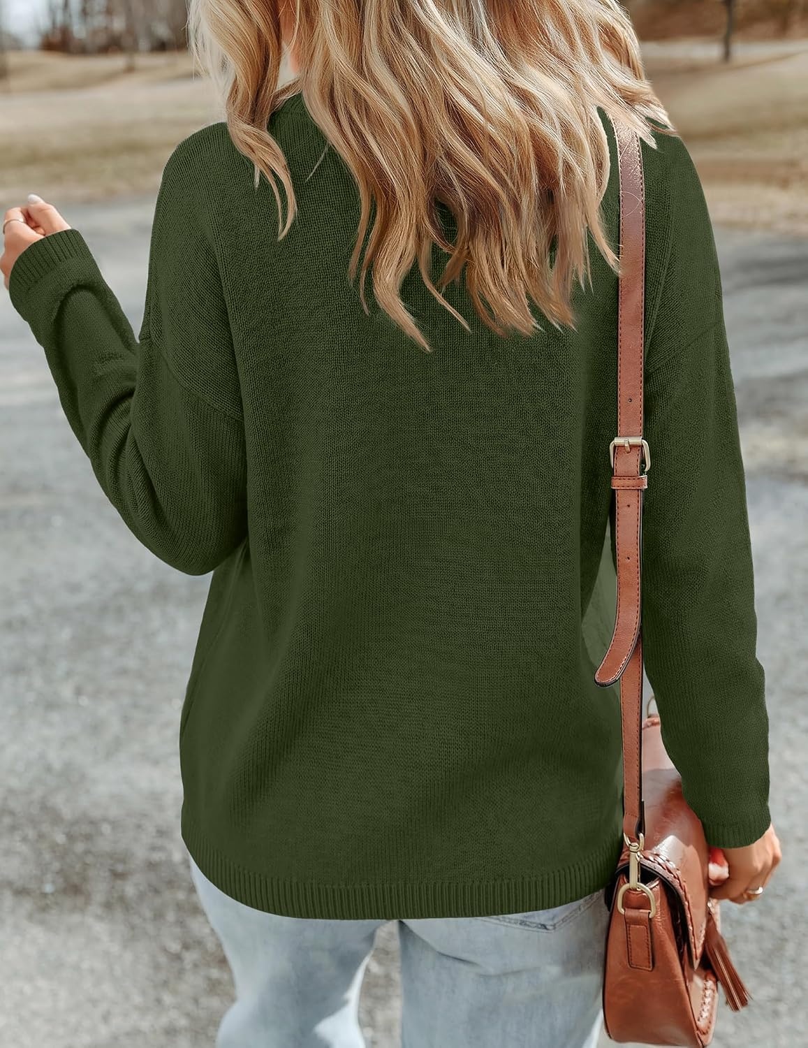 image:imageZeagoo Sweaters for Women Fall Outfits Trendy 2026 Long Sleeve Shirts Bussiness Casual Knit Pullover Sweater TopsArmy Green