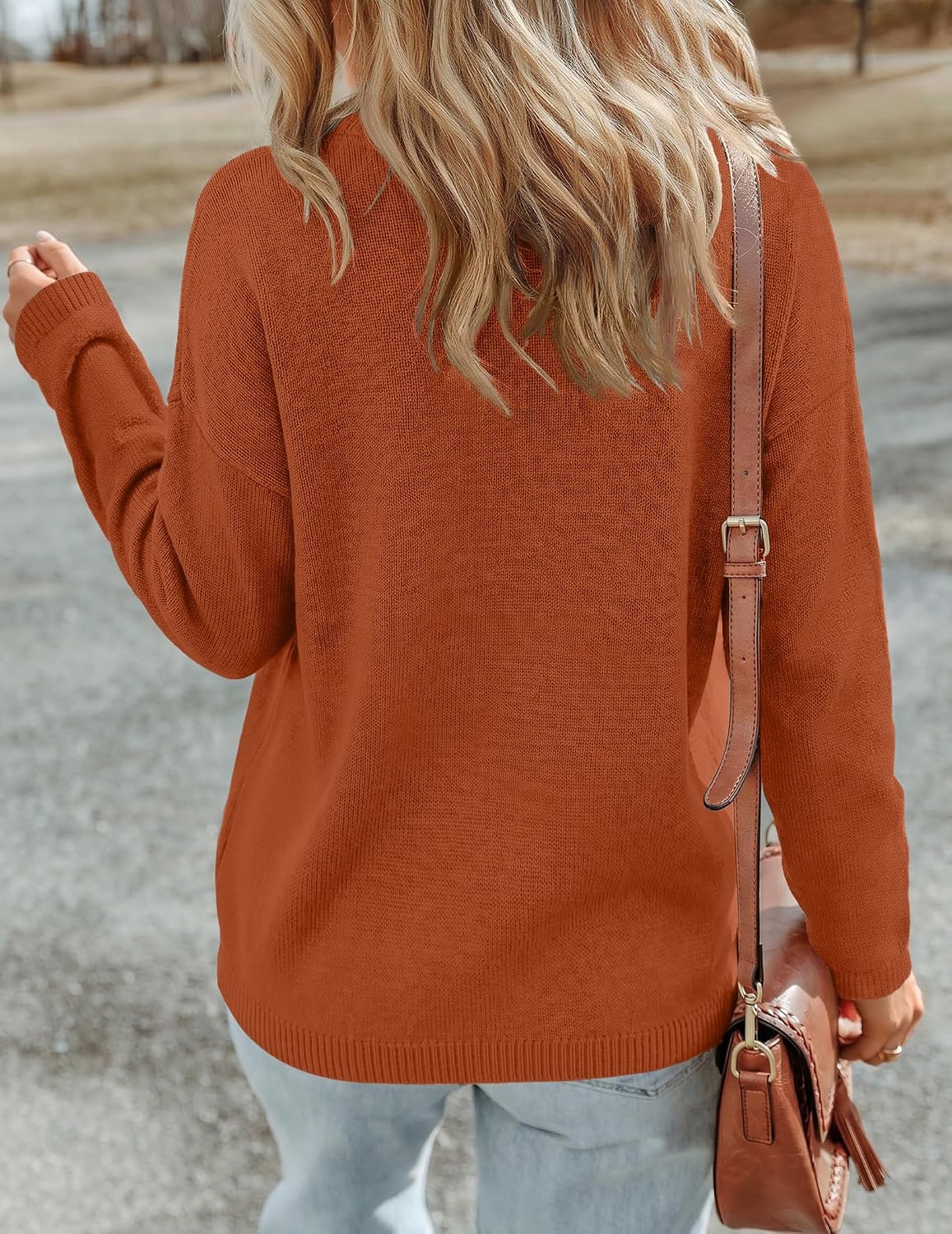image:imageZeagoo Sweaters for Women Fall Outfits Trendy 2026 Long Sleeve Shirts Bussiness Casual Knit Pullover Sweater TopsBsolid Orange Long Sleeve