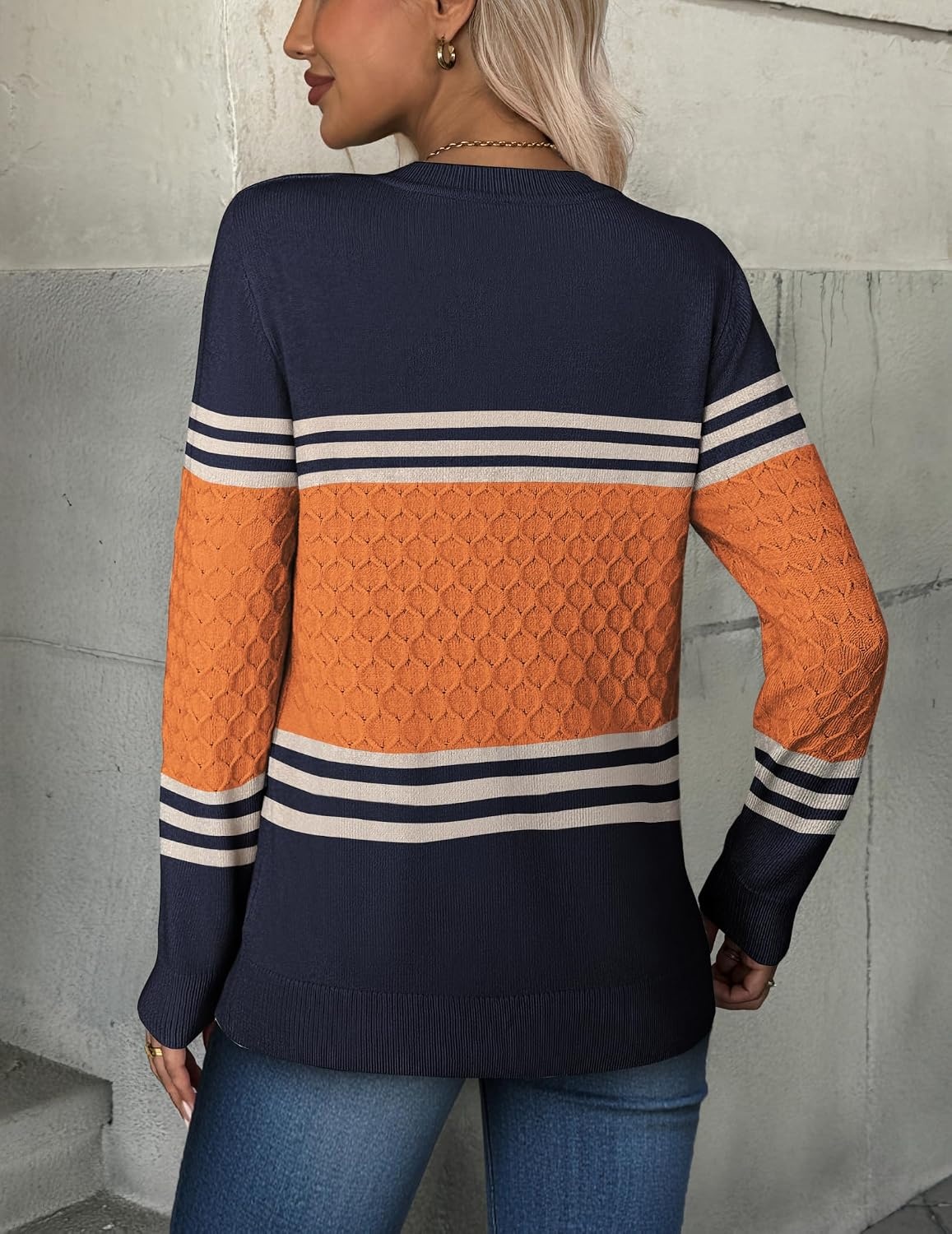 image:imageZeagoo Womens Fall Sweaters Long Sleeve Crew Neck Ribbed Knit Pullover TopsOrange