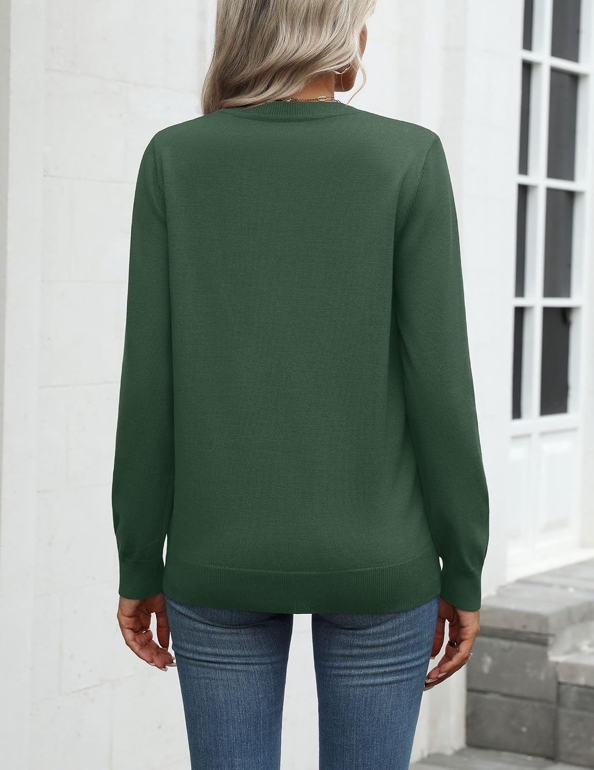 image:imageZeagoo Womens Sweaters Long Sleeve Tops Classic Fall Clothes Crewneck TopsArmy Green