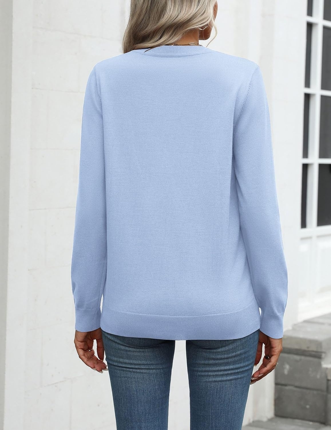 image:imageZeagoo Womens Sweaters Long Sleeve Tops Classic Fall Clothes Crewneck TopsBlue
