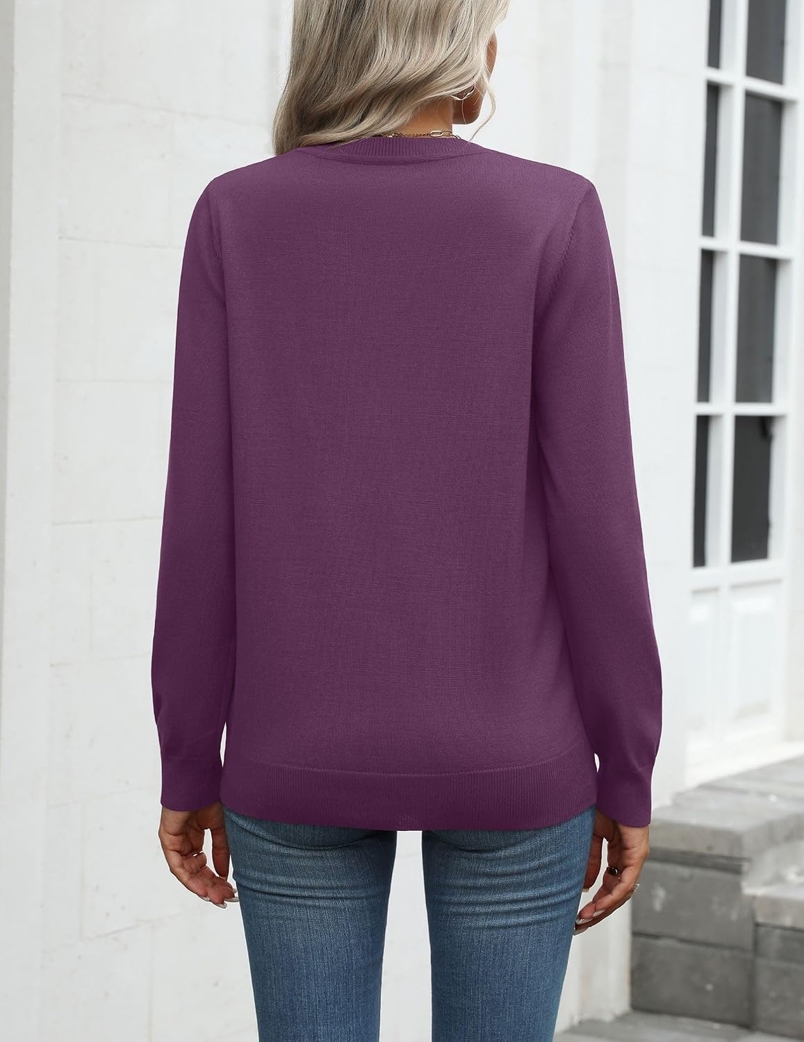 image:imageZeagoo Womens Sweaters Long Sleeve Tops Classic Fall Clothes Crewneck TopsDark Purple