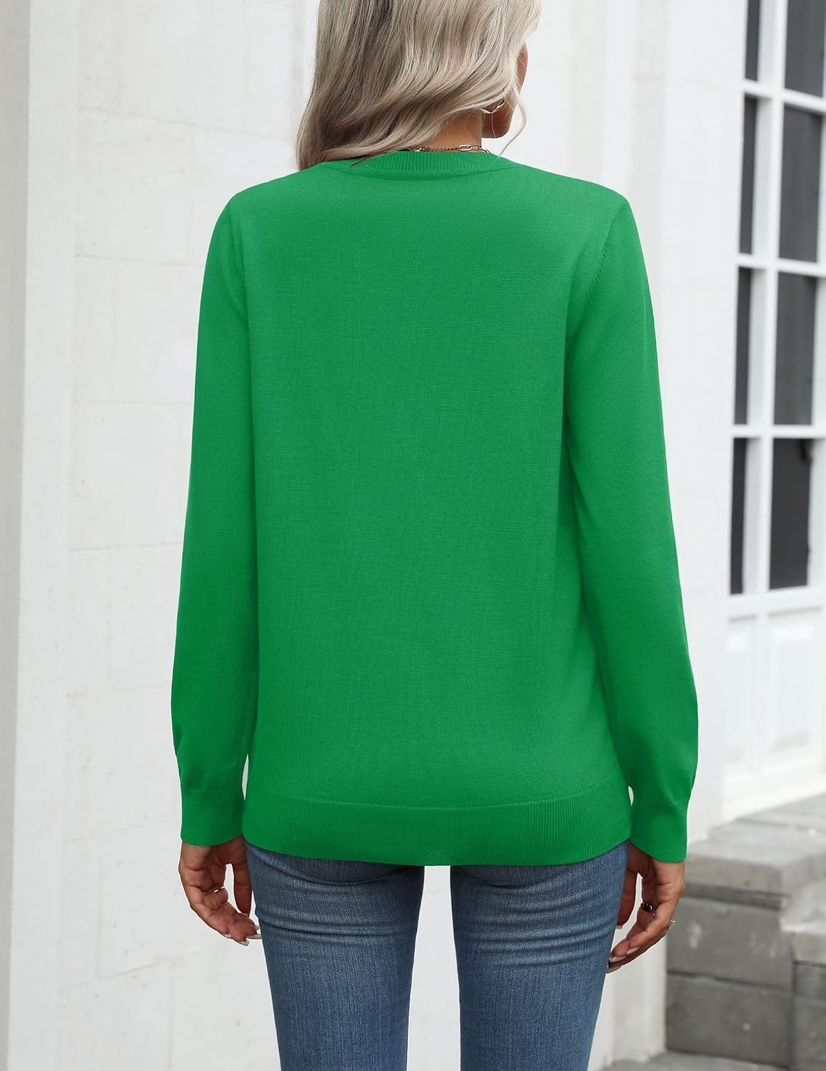 image:imageZeagoo Womens Sweaters Long Sleeve Tops Classic Fall Clothes Crewneck TopsGreen