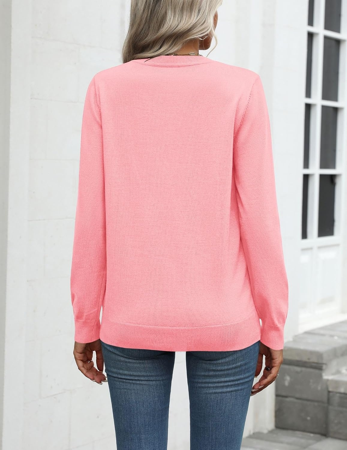 image:imageZeagoo Womens Sweaters Long Sleeve Tops Classic Fall Clothes Crewneck TopsPink
