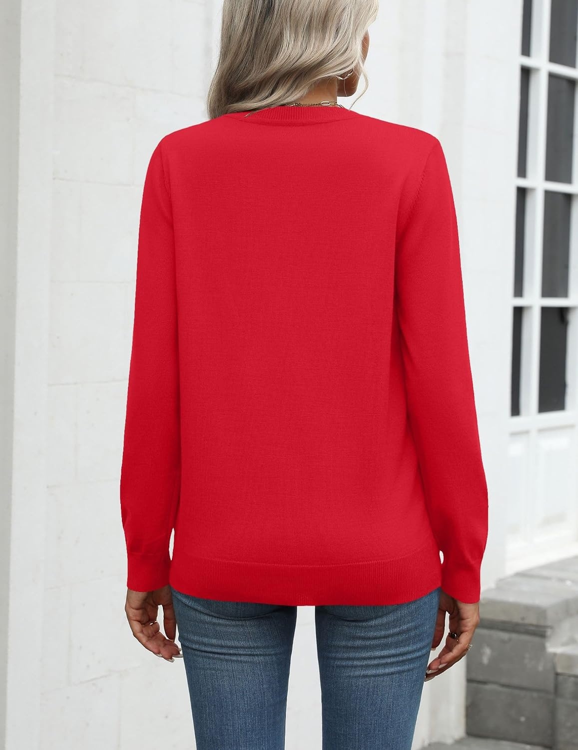 image:imageZeagoo Womens Sweaters Long Sleeve Tops Classic Fall Clothes Crewneck TopsRed