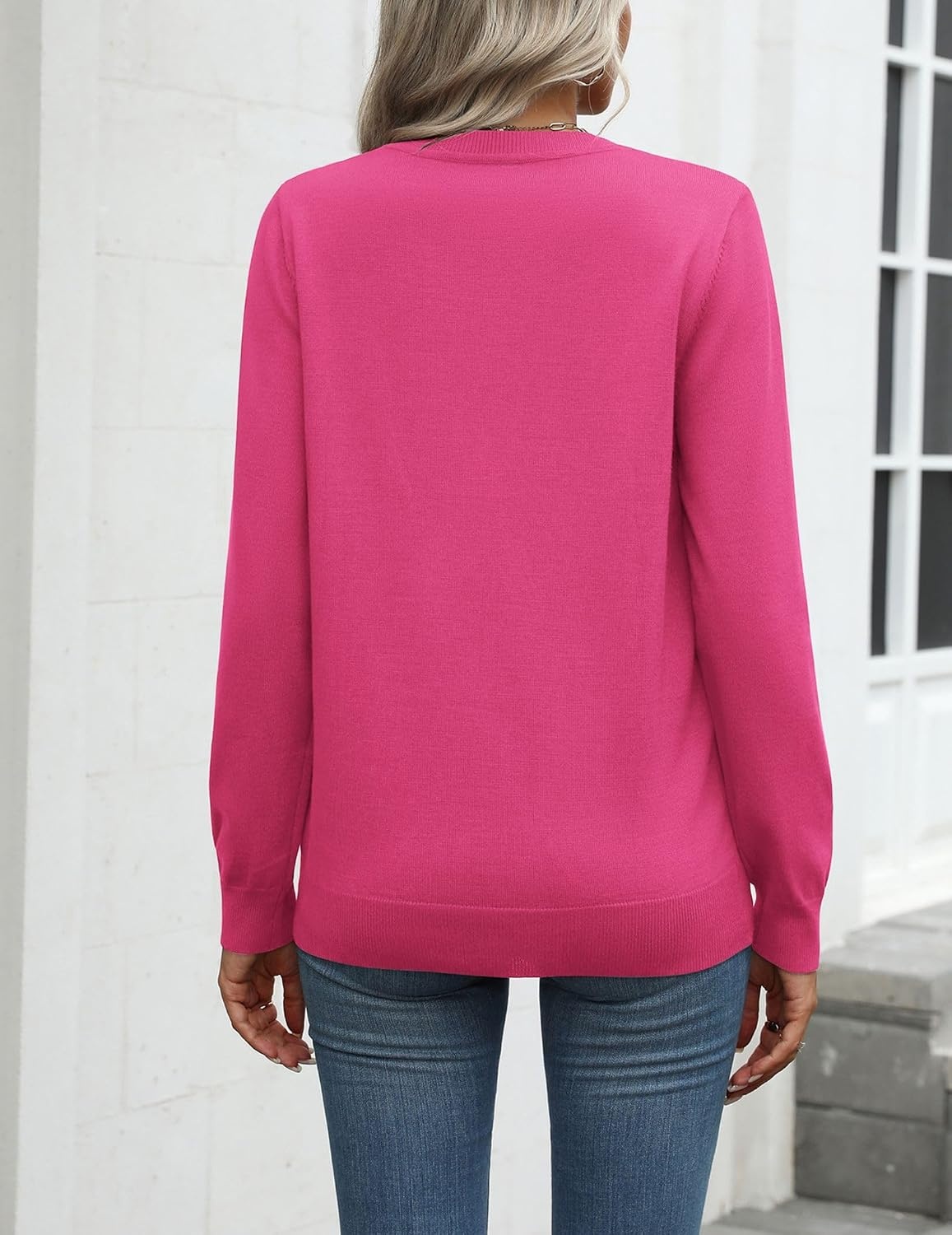 image:imageZeagoo Womens Sweaters Long Sleeve Tops Classic Fall Clothes Crewneck TopsRose Red