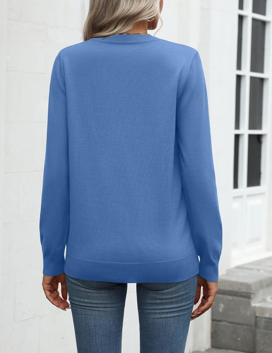 image:imageZeagoo Womens Sweaters Long Sleeve Tops Classic Fall Clothes Crewneck TopsSky Blue