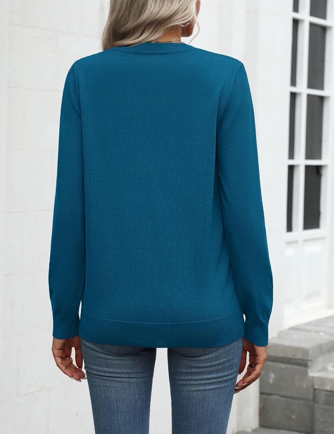 image:imageZeagoo Womens Sweaters Long Sleeve Tops Classic Fall Clothes Crewneck TopsTurquoise