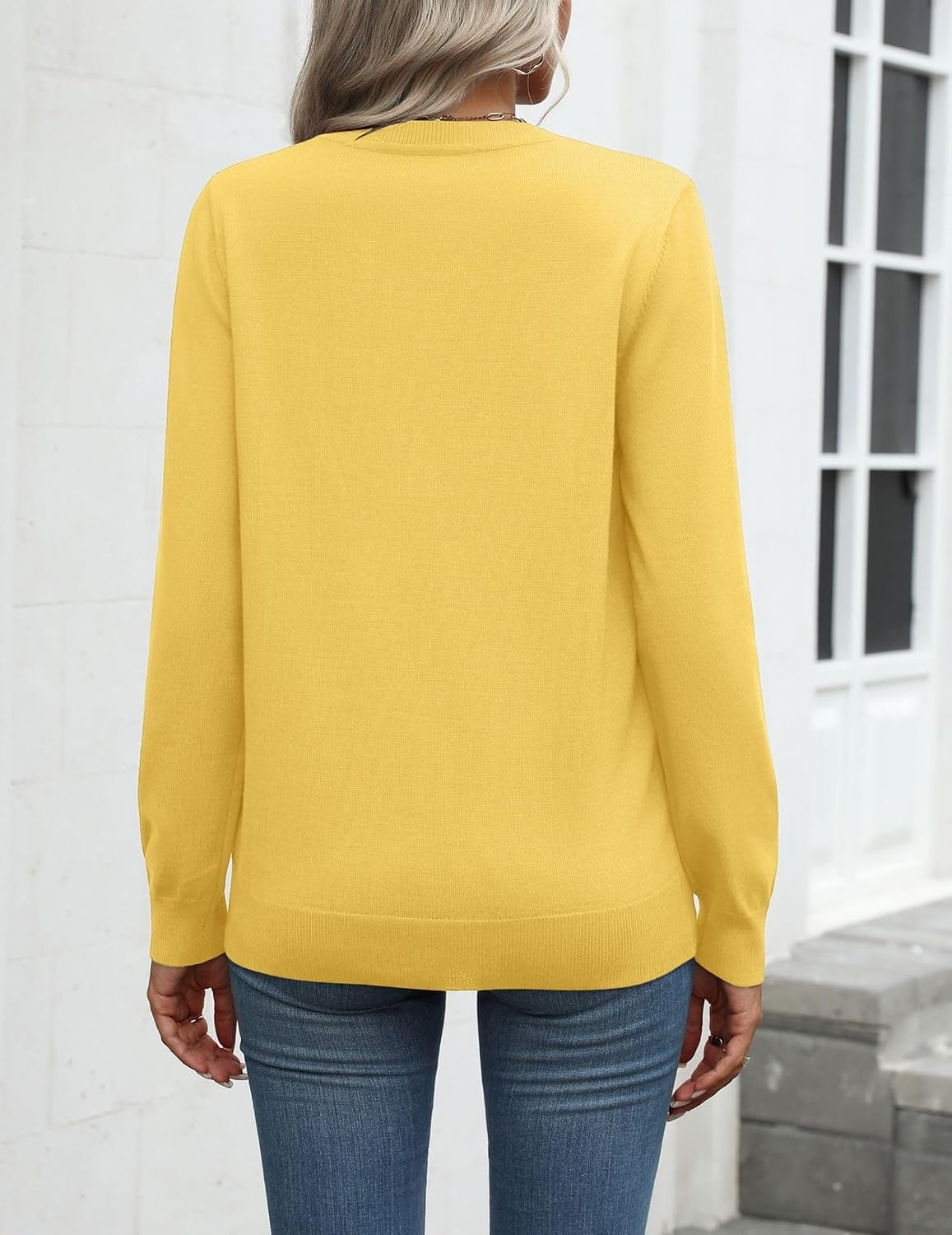 image:imageZeagoo Womens Sweaters Long Sleeve Tops Classic Fall Clothes Crewneck TopsYellow