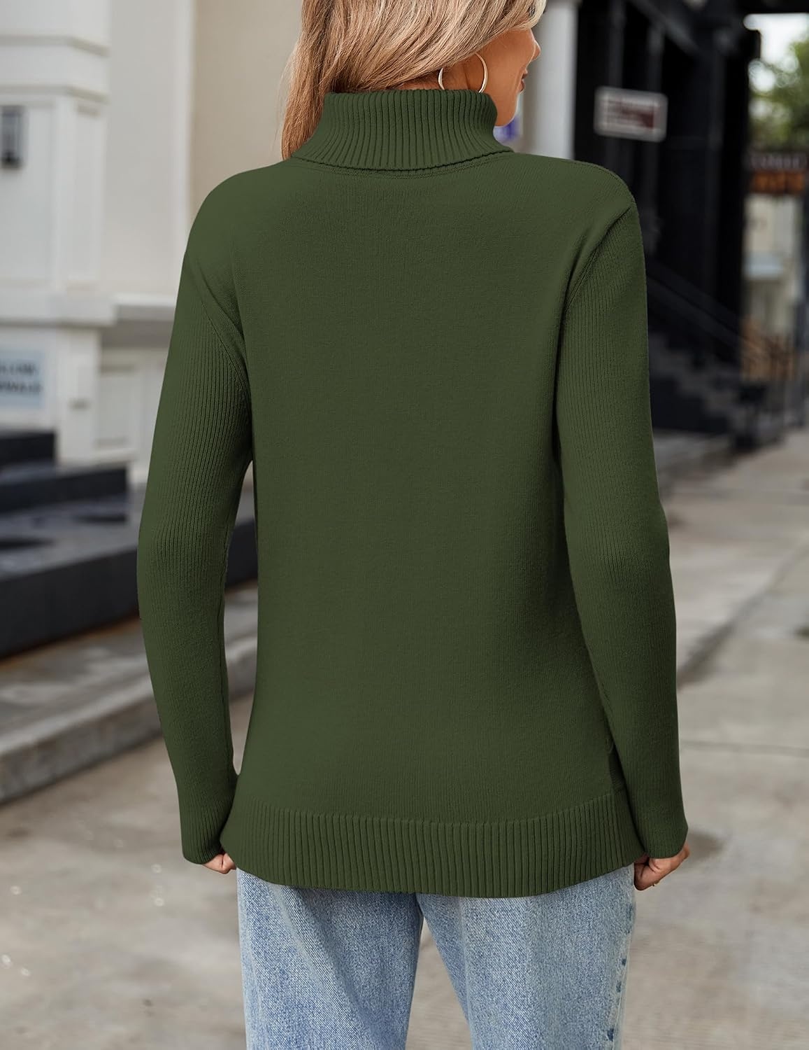 image:imageZeagoo Womens Turtleneck Sweater Fall Winter 2026 Long Sleeve Chunky Knitted Trendy Pullover TopsArmy Green