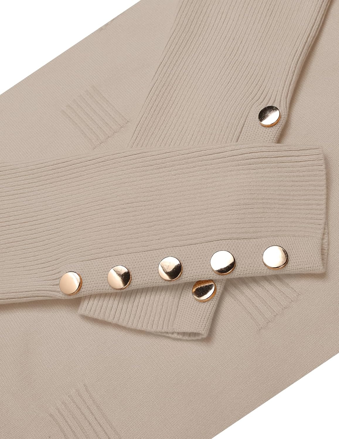 image:imageZeagoo Womens V Neck Sweaters Long Sleeve Lightweight with Buttons OufitsAlmond