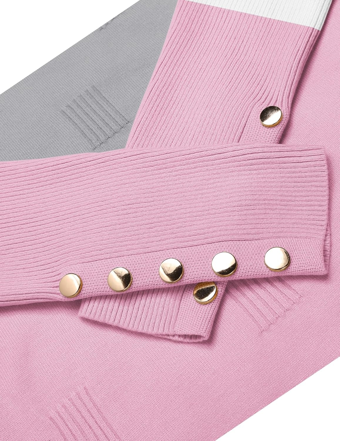 image:imageZeagoo Womens V Neck Sweaters Long Sleeve Lightweight with Buttons OufitsCgrey Pink