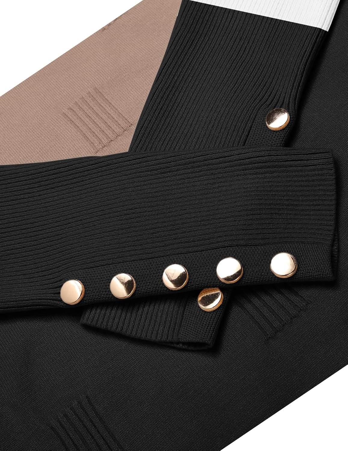 image:imageZeagoo Womens V Neck Sweaters Long Sleeve Lightweight with Buttons OufitsCkhaki Black
