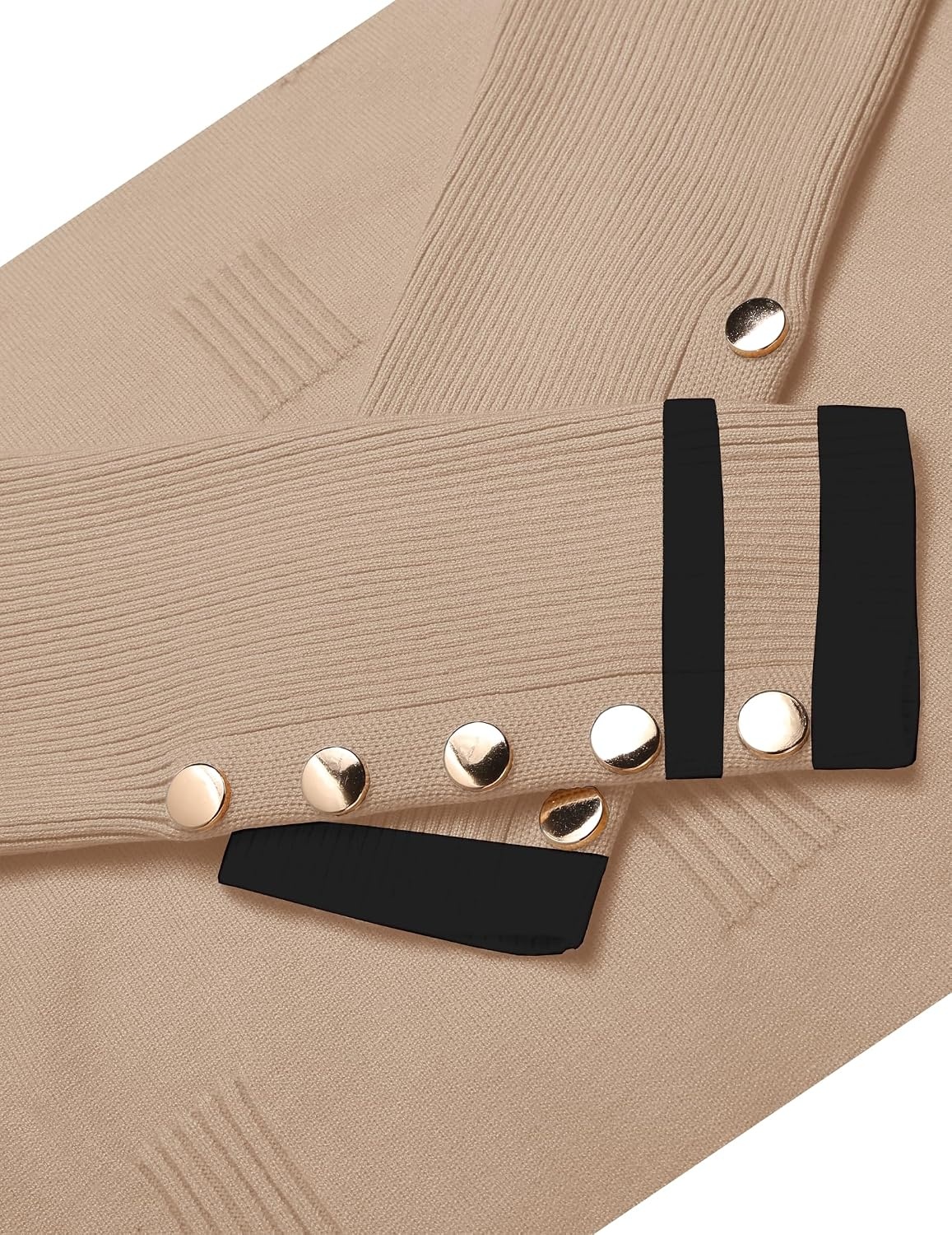 image:imageZeagoo Womens V Neck Sweaters Long Sleeve Lightweight with Buttons OufitsKhakiblack