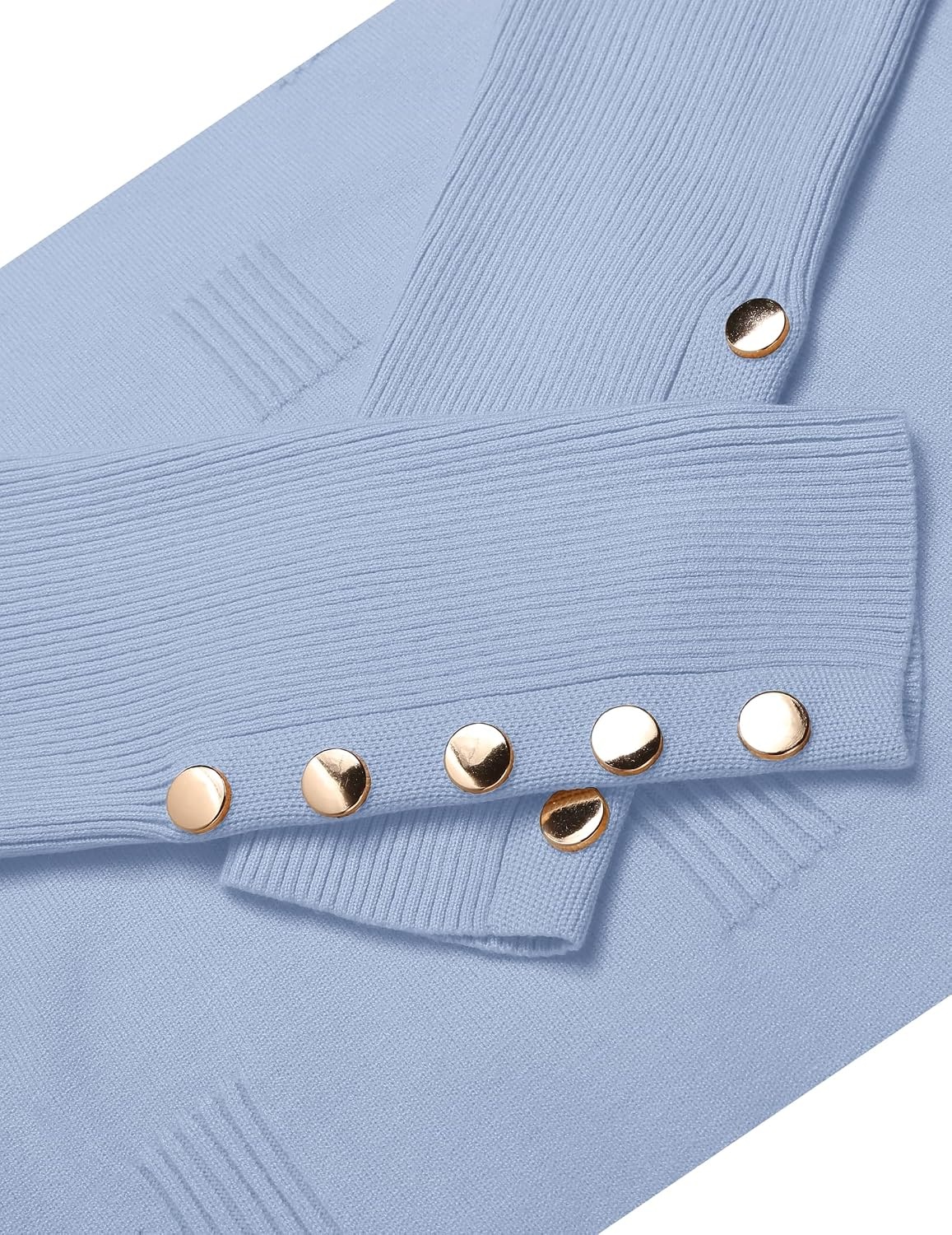 image:imageZeagoo Womens V Neck Sweaters Long Sleeve Lightweight with Buttons OufitsLight Blue