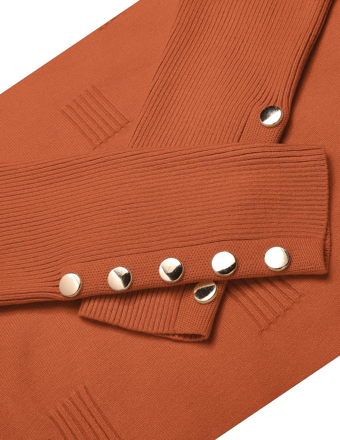 image:imageZeagoo Womens V Neck Sweaters Long Sleeve Lightweight with Buttons OufitsRust