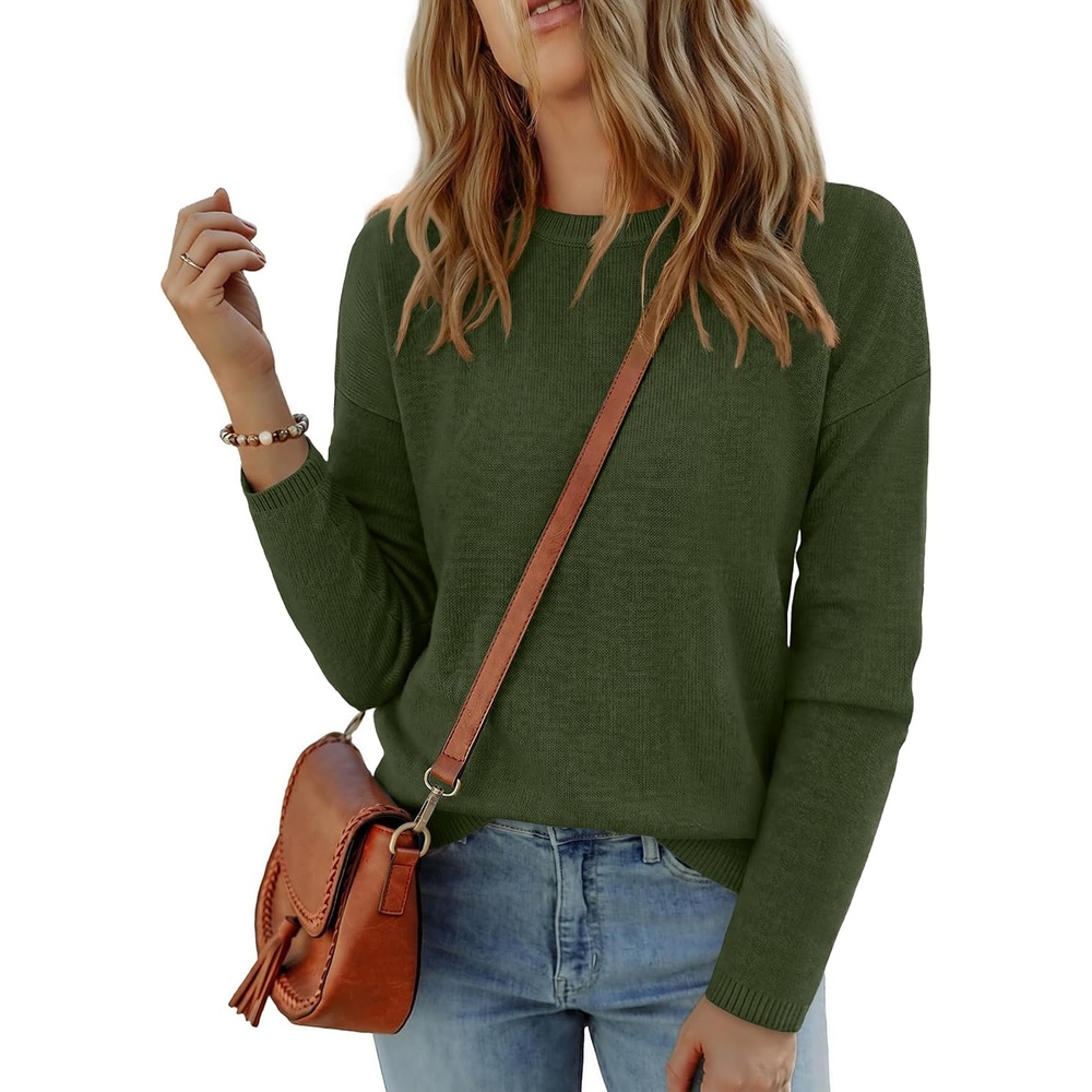image:imageZeagoo Sweaters for Women Fall Outfits Trendy 2026 Long Sleeve Shirts Bussiness Casual Knit Pullover Sweater TopsArmy Green