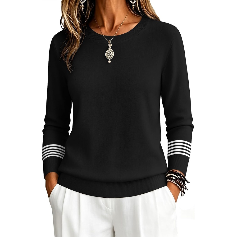 image:imageZeagoo Womens Sweaters Long Sleeve Tops Classic Fall Clothes Crewneck TopsBlacktz256