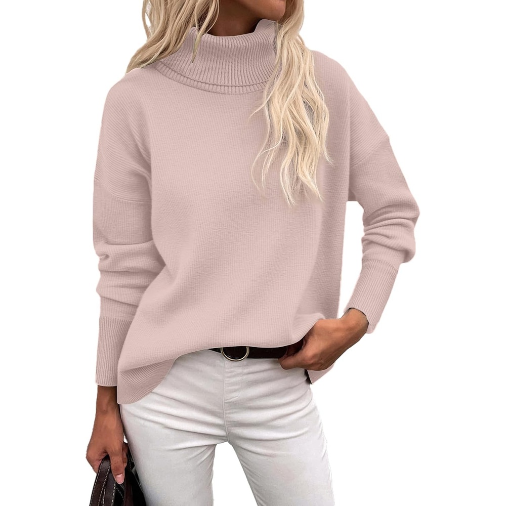 image:imageZeagoo Womens Turtleneck Sweater 2026 Fall Winter Chunky Knitted PulloverApricot