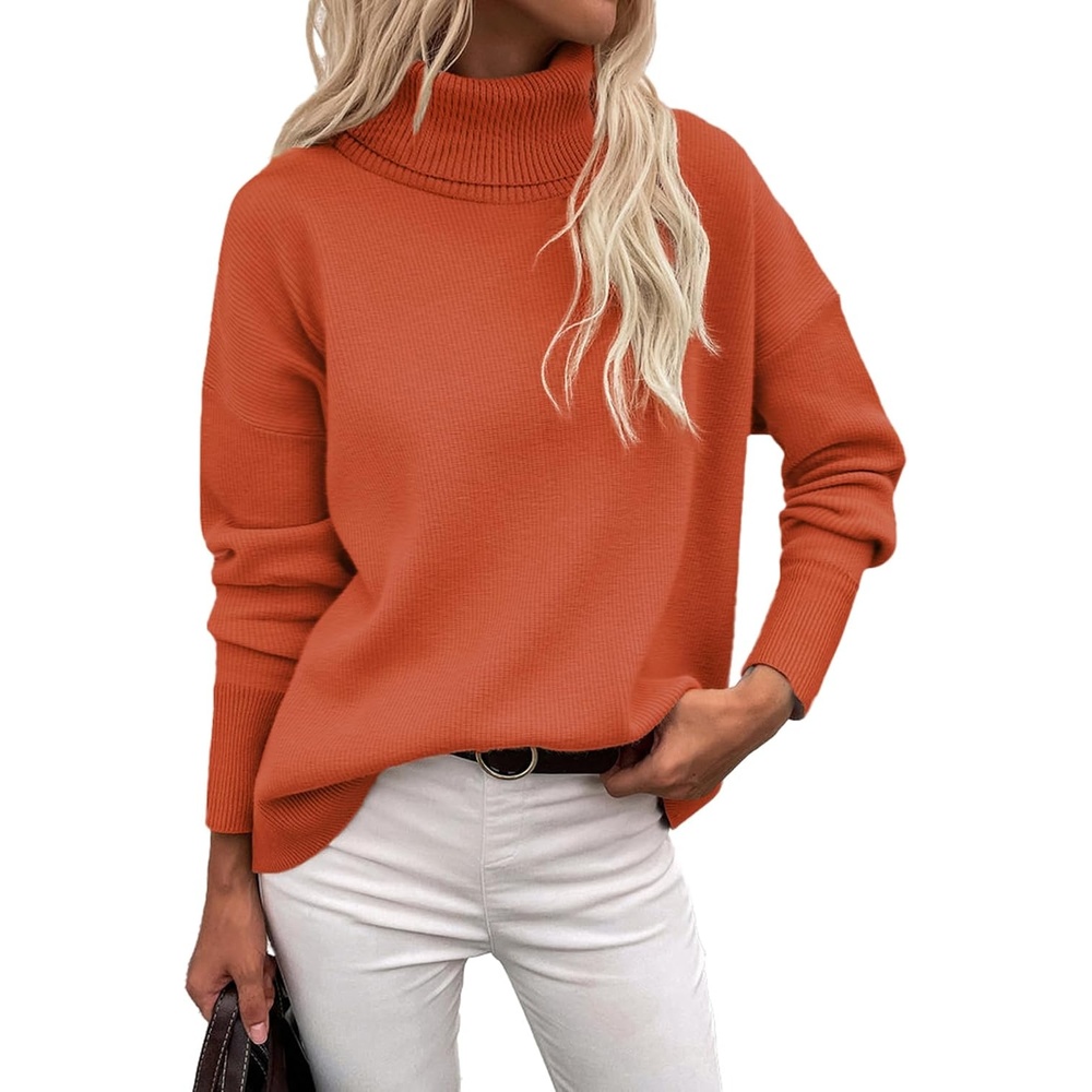 image:imageZeagoo Womens Turtleneck Sweater 2026 Fall Winter Chunky Knitted PulloverOrange