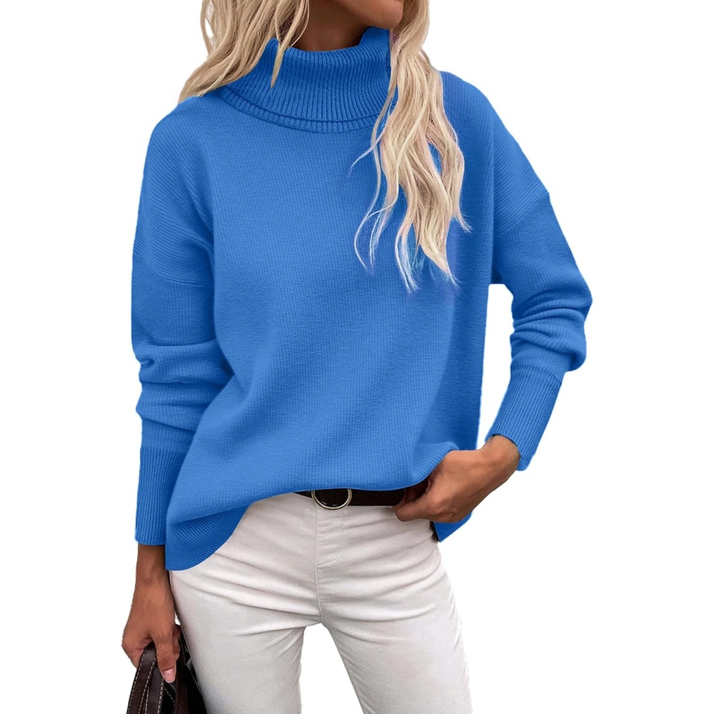 image:imageZeagoo Womens Turtleneck Sweater 2026 Fall Winter Chunky Knitted PulloverSky Blue