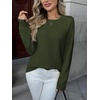 Zeagoo Fall Sweaters for Women 2026 Long Sleeve Crewneck Ribbed Knit Pullover Sweater Loose Fit Basic Jumper Tops(A Army Green)