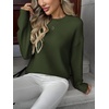 Zeagoo Fall Sweaters for Women 2026 Long Sleeve Crewneck Ribbed Knit Pullover Sweater Loose Fit Basic Jumper Tops(A Army Green)