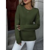 Zeagoo Fall Sweaters for Women 2026 Long Sleeve Crewneck Ribbed Knit Pullover Sweater Loose Fit Basic Jumper Tops(A Army Green)
