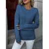 Zeagoo Fall Sweaters for Women 2026 Long Sleeve Crewneck Ribbed Knit Pullover Sweater Loose Fit Basic Jumper Tops(A Blue)