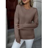 Zeagoo Fall Sweaters for Women 2026 Long Sleeve Crewneck Ribbed Knit Pullover Sweater Loose Fit Basic Jumper Tops(A Brown)