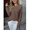 Zeagoo Fall Sweaters for Women 2026 Long Sleeve Crewneck Ribbed Knit Pullover Sweater Loose Fit Basic Jumper Tops(A Brown)