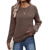 Zeagoo Fall Sweaters for Women 2026 Long Sleeve Crewneck Ribbed Knit Pullover Sweater Loose Fit Basic Jumper Tops(A Brown)