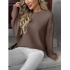 Zeagoo Fall Sweaters for Women 2026 Long Sleeve Crewneck Ribbed Knit Pullover Sweater Loose Fit Basic Jumper Tops(A Brown)