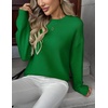 Zeagoo Fall Sweaters for Women 2026 Long Sleeve Crewneck Ribbed Knit Pullover Sweater Loose Fit Basic Jumper Tops(A Green)