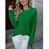 Zeagoo Fall Sweaters for Women 2026 Long Sleeve Crewneck Ribbed Knit Pullover Sweater Loose Fit Basic Jumper Tops(A Green)