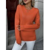 Zeagoo Fall Sweaters for Women 2026 Long Sleeve Crewneck Ribbed Knit Pullover Sweater Loose Fit Basic Jumper Tops(A Orange)
