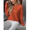 Zeagoo Fall Sweaters for Women 2026 Long Sleeve Crewneck Ribbed Knit Pullover Sweater Loose Fit Basic Jumper Tops(A Orange)
