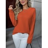Zeagoo Fall Sweaters for Women 2026 Long Sleeve Crewneck Ribbed Knit Pullover Sweater Loose Fit Basic Jumper Tops(A Orange)