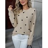 Zeagoo Fall Sweaters for Women 2026 Long Sleeve Crewneck Ribbed Knit Pullover Sweater Loose Fit Basic Jumper Tops(A Polka Dot-khaki)