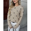 Zeagoo Fall Sweaters for Women 2026 Long Sleeve Crewneck Ribbed Knit Pullover Sweater Loose Fit Basic Jumper Tops(A Polka Dot-khaki)