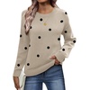 Zeagoo Fall Sweaters for Women 2026 Long Sleeve Crewneck Ribbed Knit Pullover Sweater Loose Fit Basic Jumper Tops(A Polka Dot-khaki)