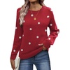 Zeagoo Fall Sweaters for Women 2026 Long Sleeve Crewneck Ribbed Knit Pullover Sweater Loose Fit Basic Jumper Tops(A Polka Dot-red)