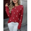 Zeagoo Fall Sweaters for Women 2026 Long Sleeve Crewneck Ribbed Knit Pullover Sweater Loose Fit Basic Jumper Tops(A Polka Dot-red)