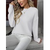 Zeagoo Fall Sweaters for Women 2026 Long Sleeve Crewneck Ribbed Knit Pullover Sweater Loose Fit Basic Jumper Tops(A White)
