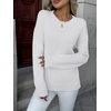 Zeagoo Fall Sweaters for Women 2026 Long Sleeve Crewneck Ribbed Knit Pullover Sweater Loose Fit Basic Jumper Tops(A White)