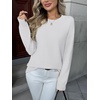 Zeagoo Fall Sweaters for Women 2026 Long Sleeve Crewneck Ribbed Knit Pullover Sweater Loose Fit Basic Jumper Tops(A White)