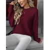 Zeagoo Fall Sweaters for Women 2026 Long Sleeve Crewneck Ribbed Knit Pullover Sweater Loose Fit Basic Jumper Tops(A Wine Red)