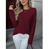 Zeagoo Fall Sweaters for Women 2026 Long Sleeve Crewneck Ribbed Knit Pullover Sweater Loose Fit Basic Jumper Tops(A Wine Red)