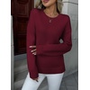 Zeagoo Fall Sweaters for Women 2026 Long Sleeve Crewneck Ribbed Knit Pullover Sweater Loose Fit Basic Jumper Tops(A Wine Red)