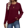 Zeagoo Fall Sweaters for Women 2026 Long Sleeve Crewneck Ribbed Knit Pullover Sweater Loose Fit Basic Jumper Tops(A Wine Red)